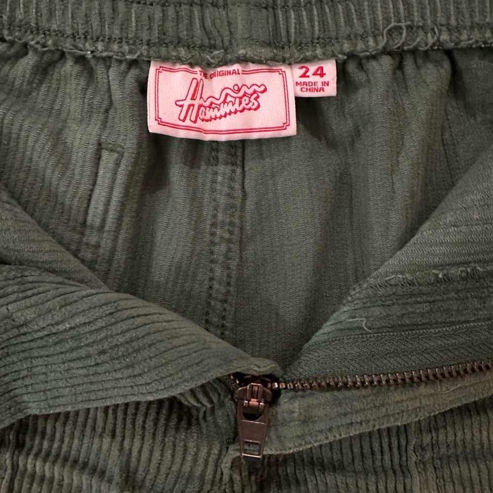 High Waist Green Corduroy Shorts - Picture 3 of 5